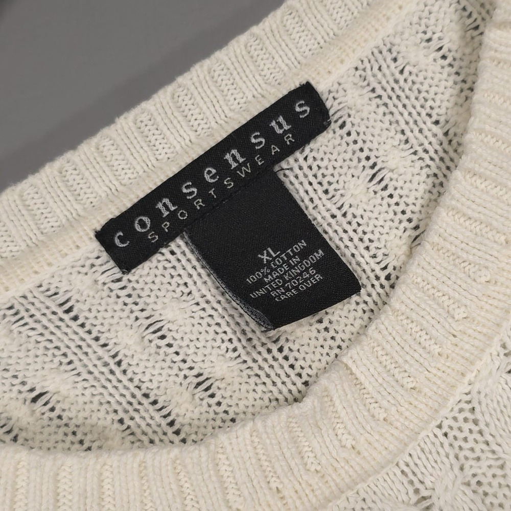 Consensus Sportwear Sweater XL UNITED KINGDOM🇬🇧MADE Men's Cable Knit Cotton‎